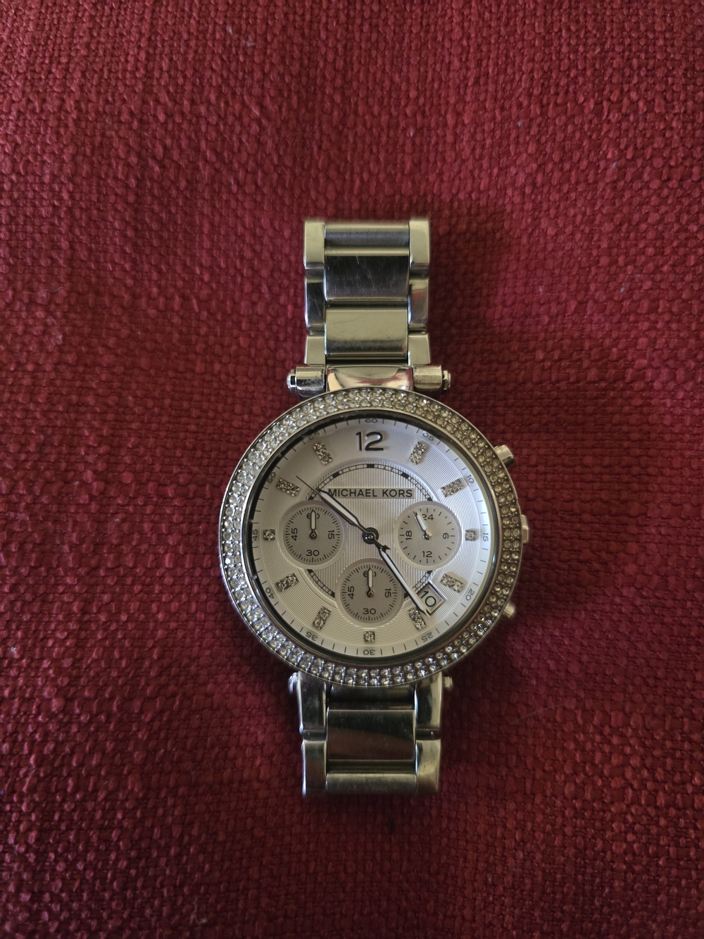Michael Kors Silver Crystal Bezel Women's Bracelet Watch